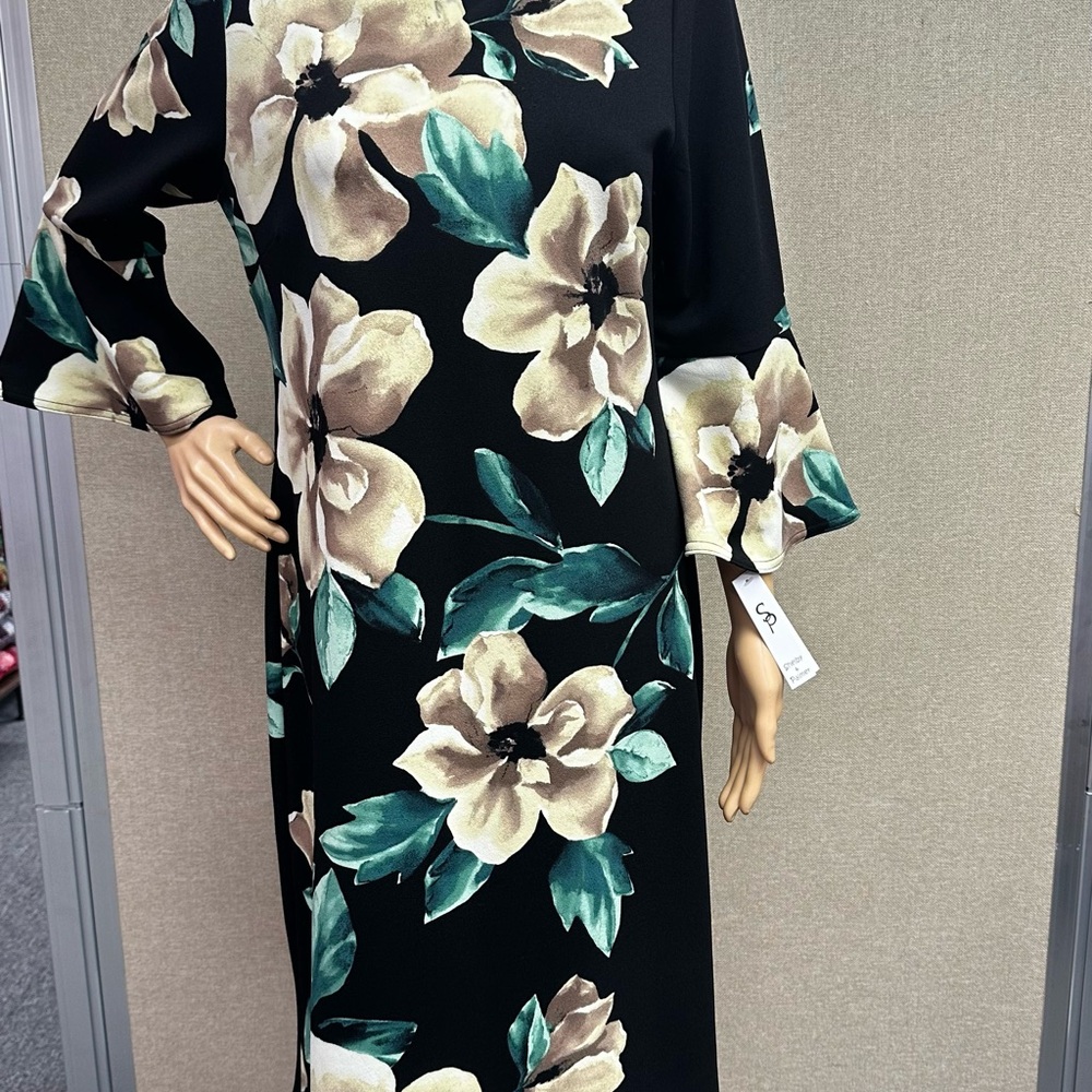 Black Floral Long Sleeve Dress